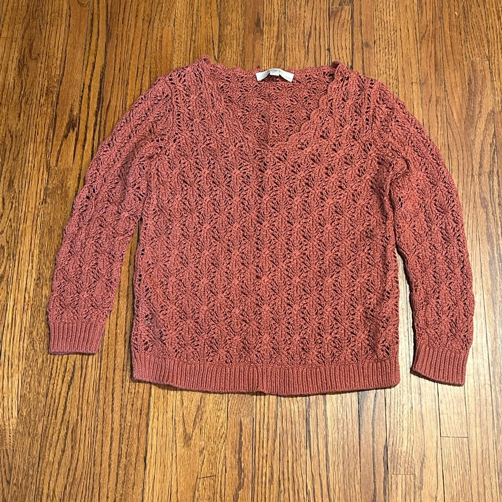 Loft Dusty Pink Crochet Sweater